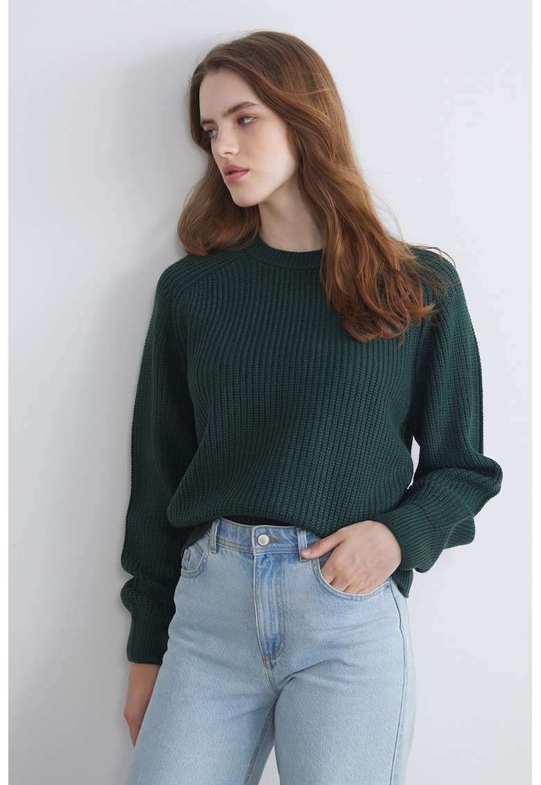 Pulover cu maneci raglan - Verde englez