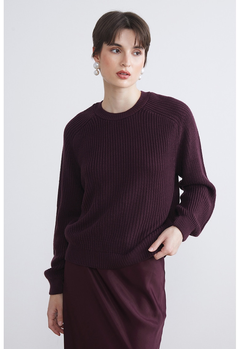 Pulover cu maneci raglan - Violet aubergine