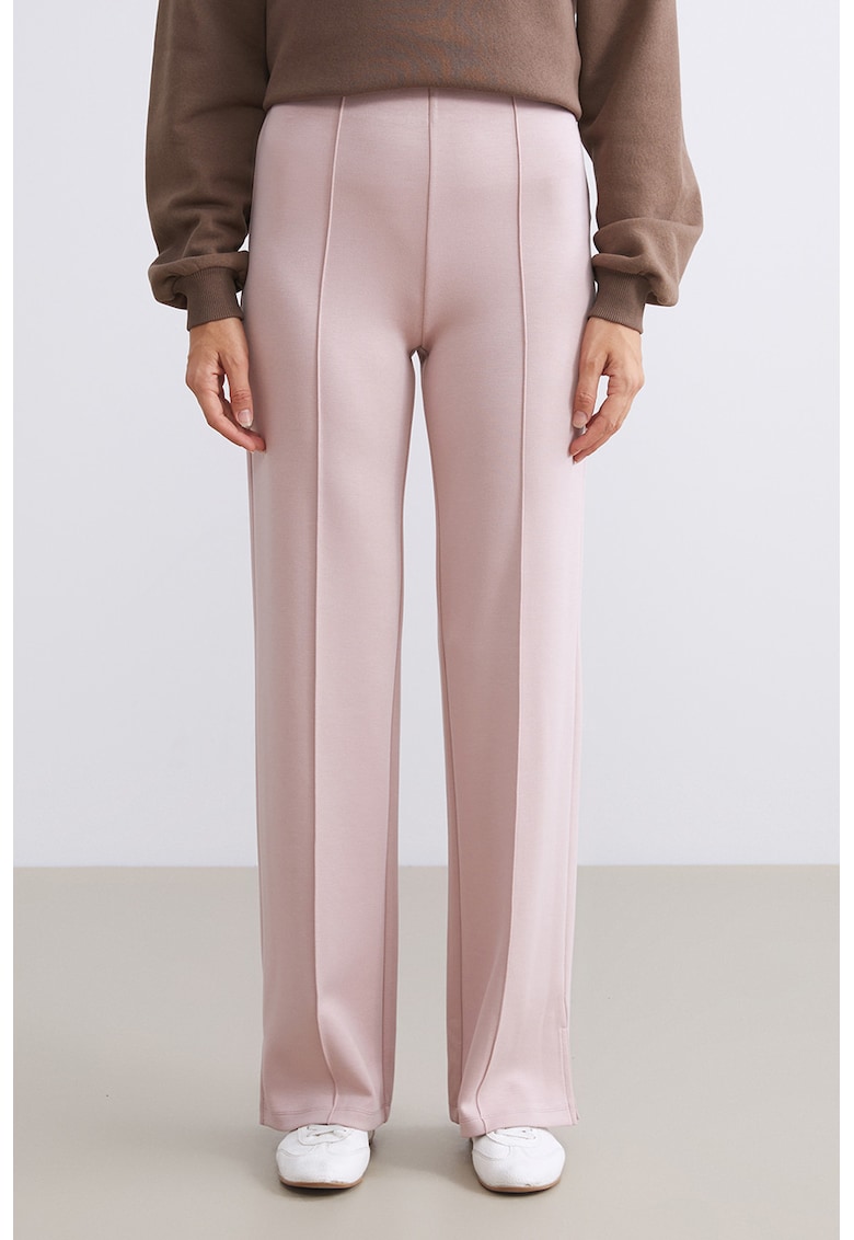 Pantaloni cu croiala dreapta si talie elastica