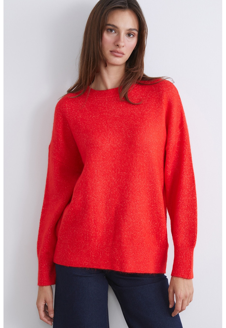 Pulover supradimensionat cu model uni - Portocaliu mandarina