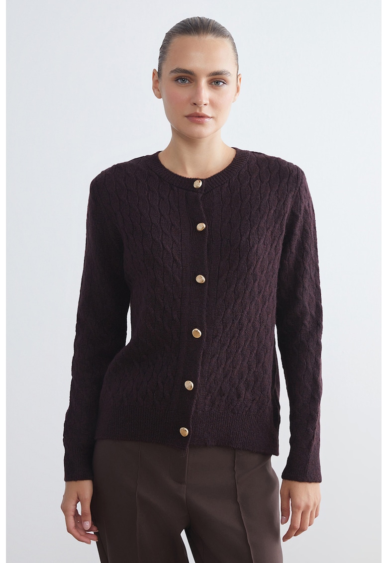 Cardigan cu nasturi si model torsade