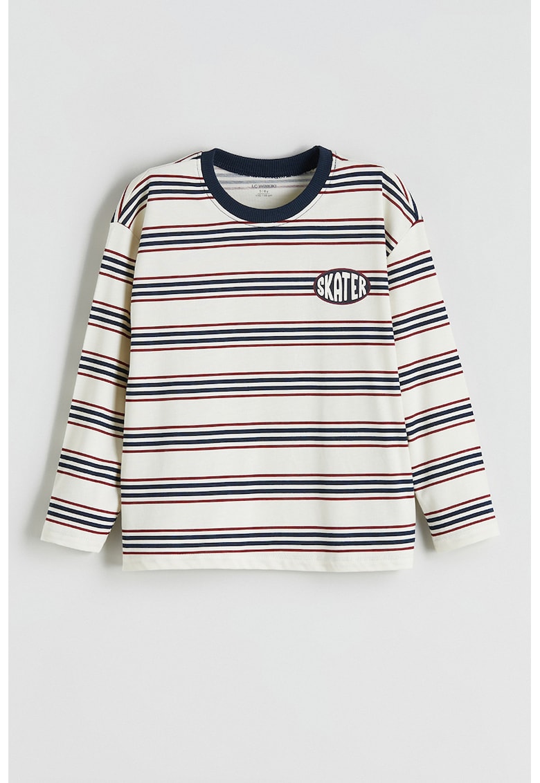 Bluza cu decolteu rotund si model in dungi