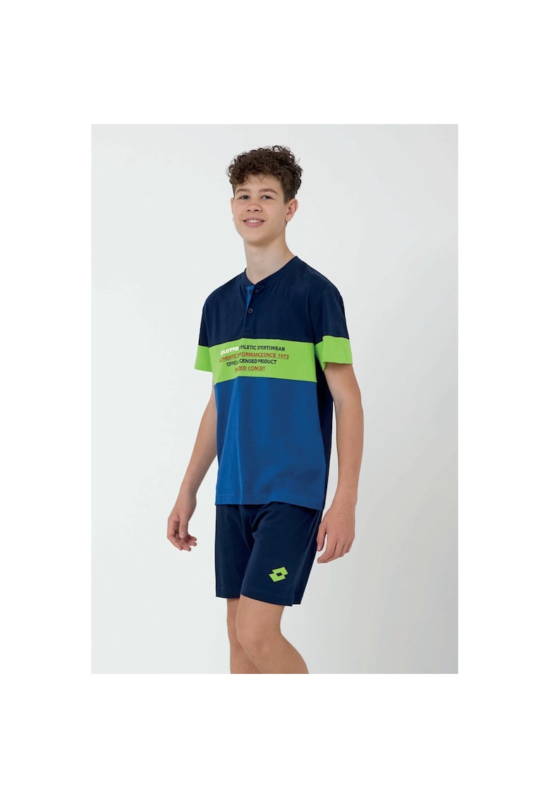 PIjama scurta cu guler Henley