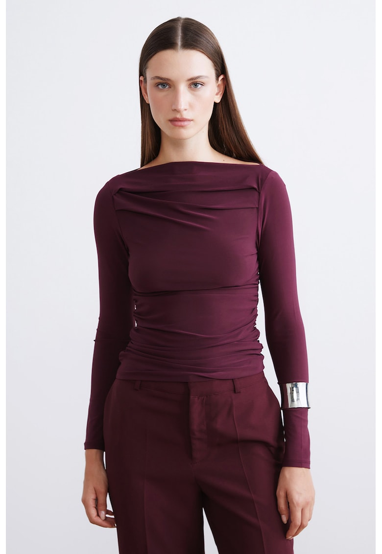 Bluza slim fit cu model uni