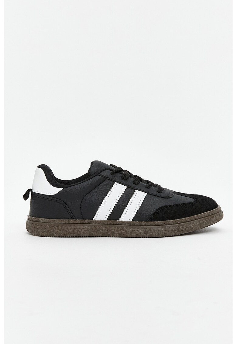 Pantofi sport low cut din piele ecologica - Negru/Alb optic