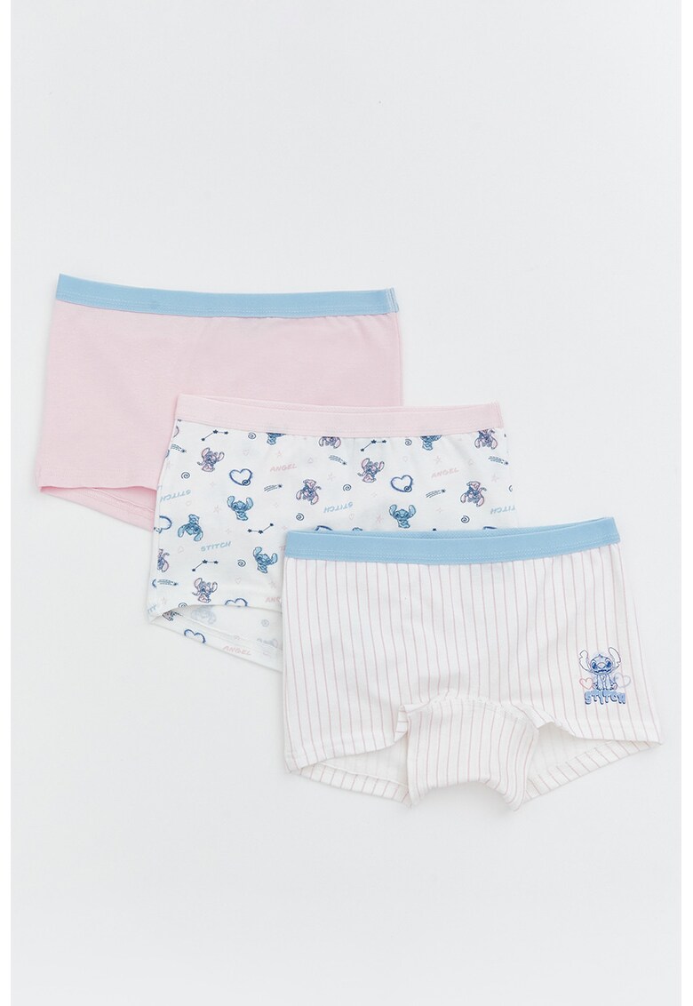 Set de boxeri din amestec de bumbac - 3 perechi - Albastru pastel/Roz pastel/Alb optic