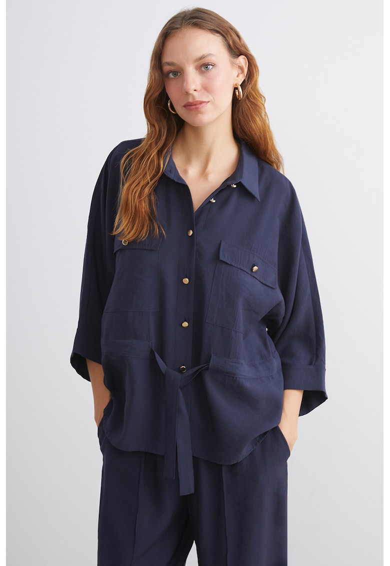 Camasa lejera din amestec de modal cu talie ajustabila