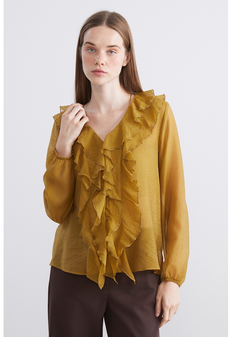 Bluza cu decolteu in V si volane