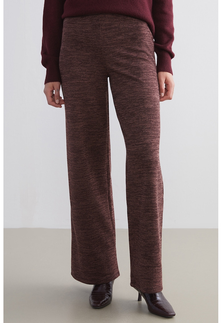 Pantaloni cu talie medie si model uni