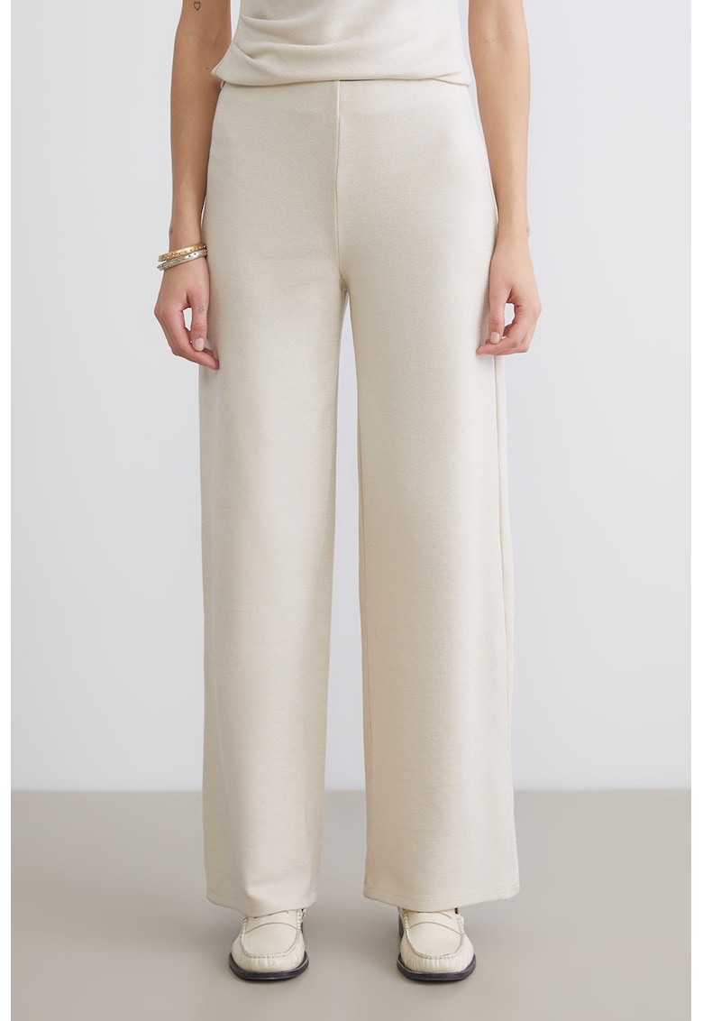 Pantaloni cu talie inalta si model uni