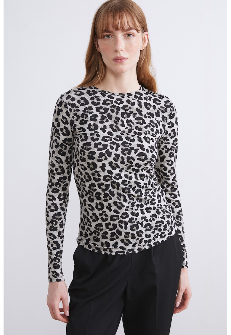 Bluza slim fit cu model animal print