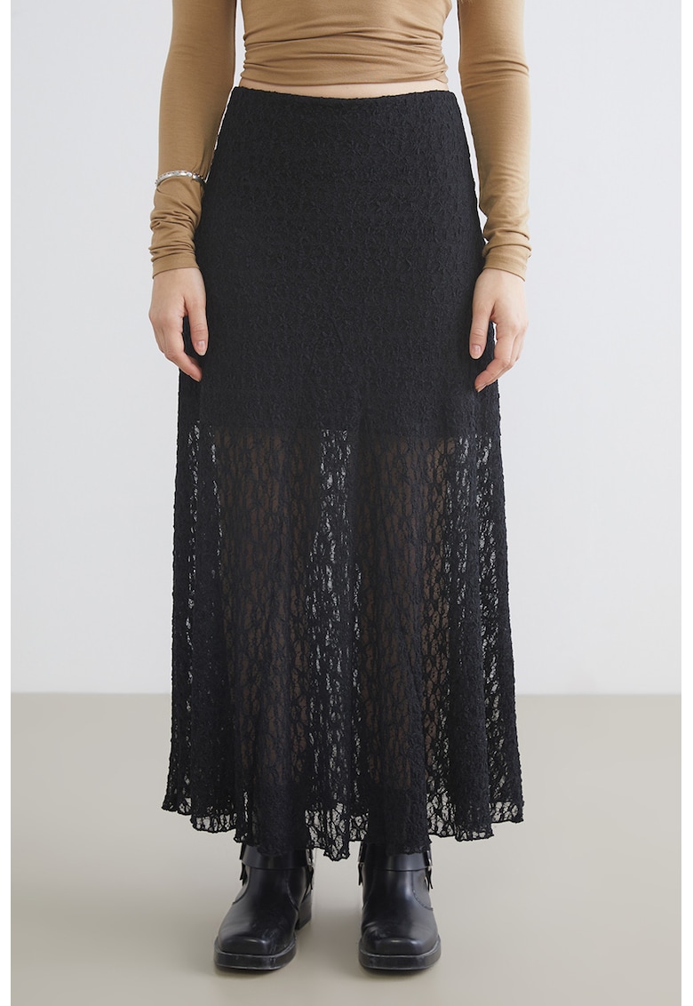 Fusta din dantela cu talie inalta
