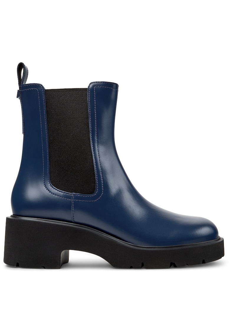 Ghete Chelsea de piele cu toc masiv Milah