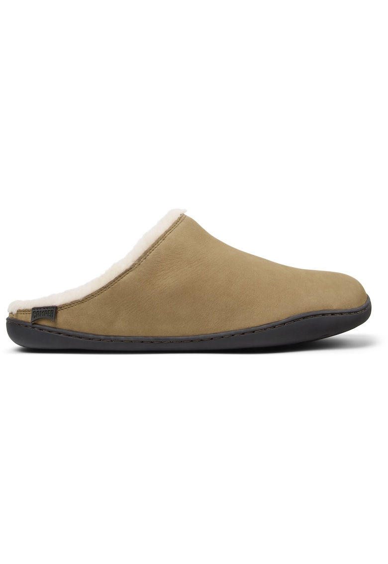 Papuci de piele nabuc cu captuseala calduroasa Peu Cami