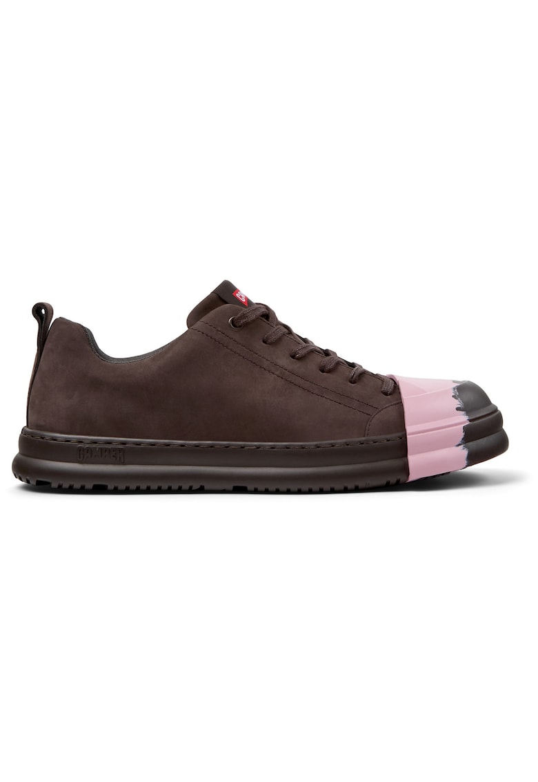 Pantofi sport de piele nabuc cu sireturi - Maro/Roz