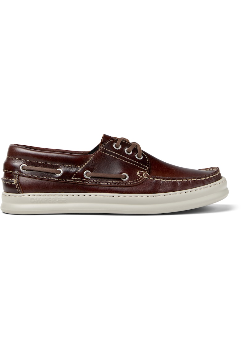 Pantofi boat de piele Runner Four - Maro