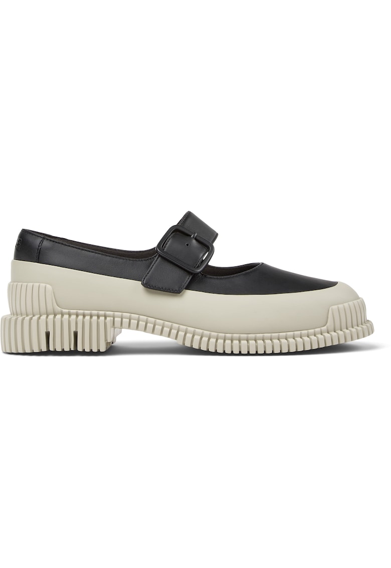 Pantofi Mary Jane din piele cu aspect masiv Pix 232570 - Negru/Bej