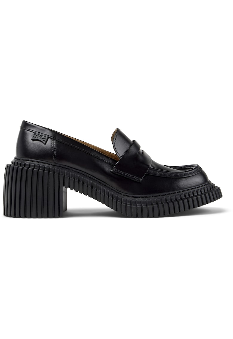 Pantofi loafer din piele cu toc masiv Pix London - Negru