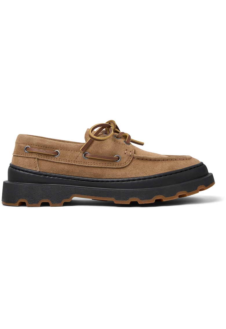 Pantofi boat din piele intoarsa Brutus - Maro deschis