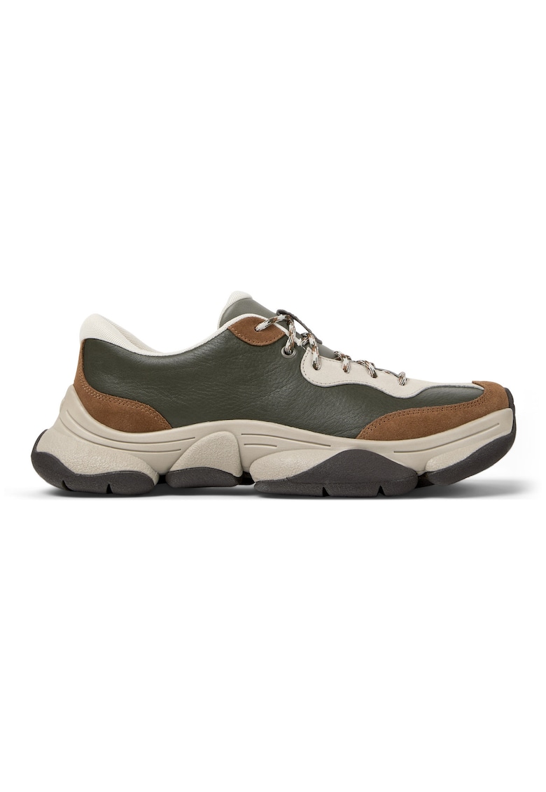Pantofi sport uni de piele ecologica - Verde/Maro