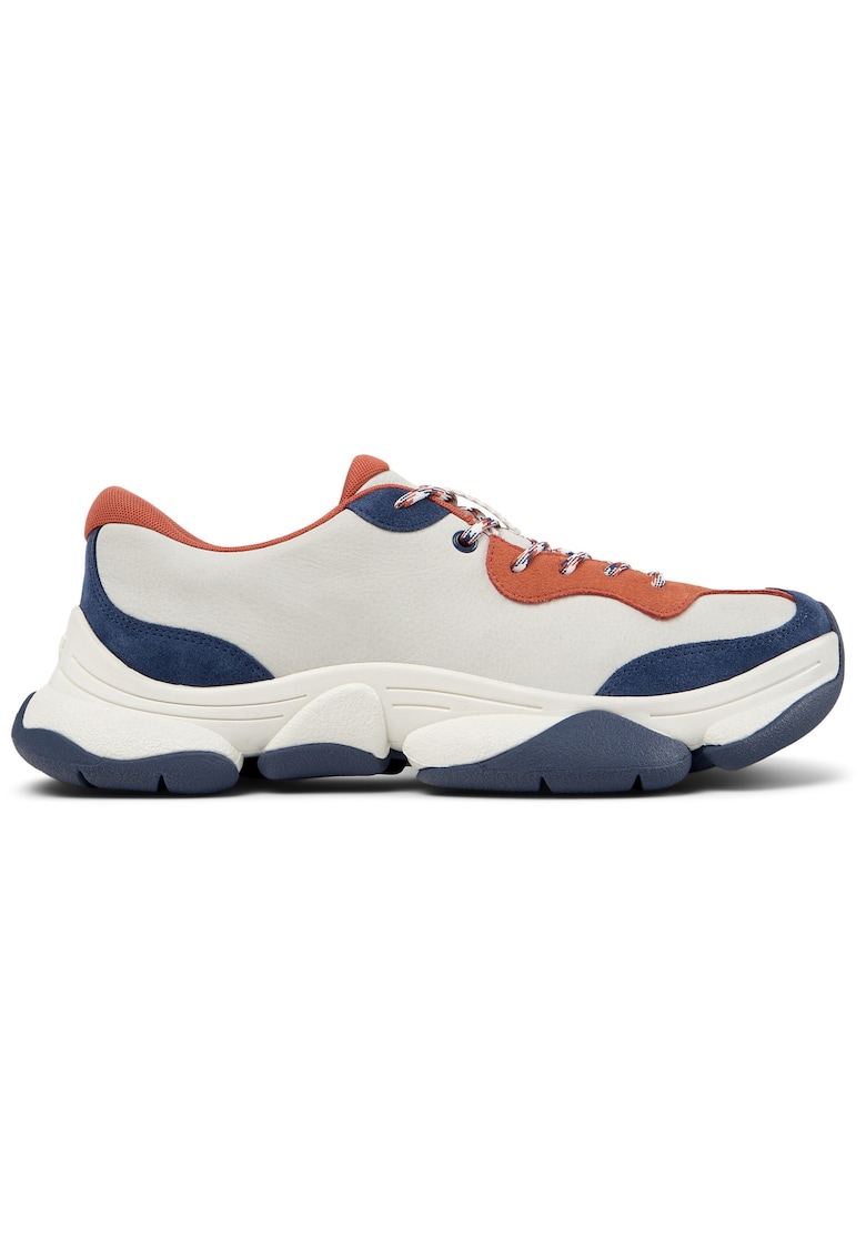 Pantofi sport uni de piele ecologica - Alb/Albastru