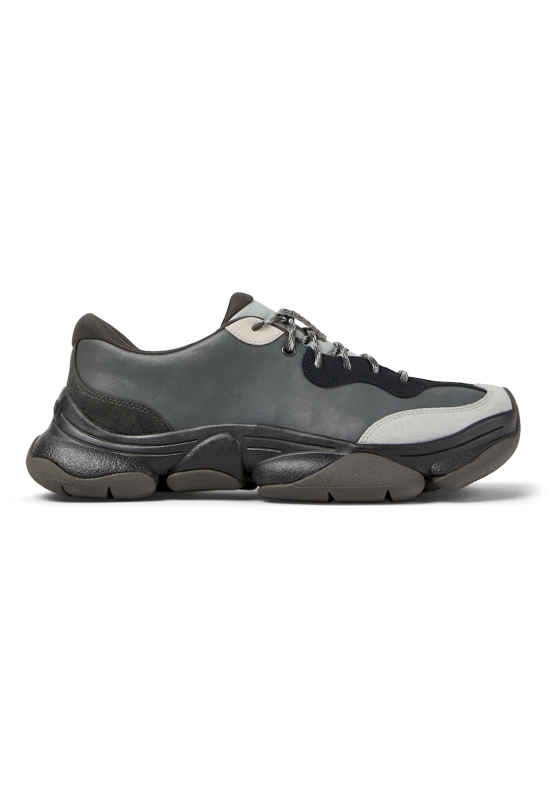 Pantofi sport uni de piele ecologica - Gri/Gri inchis
