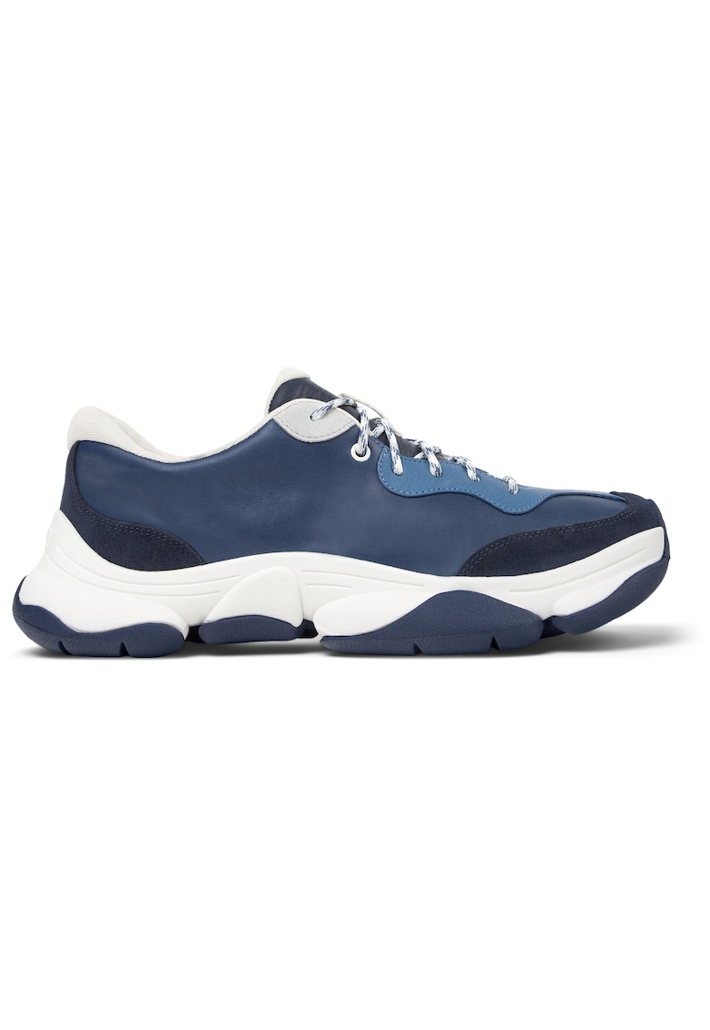 Pantofi sport uni de piele ecologica - Gri/Albastru