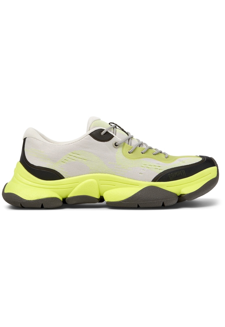 Camper Pantofi sport low-cut de piele si material textil - Verde lime/Bej deschis