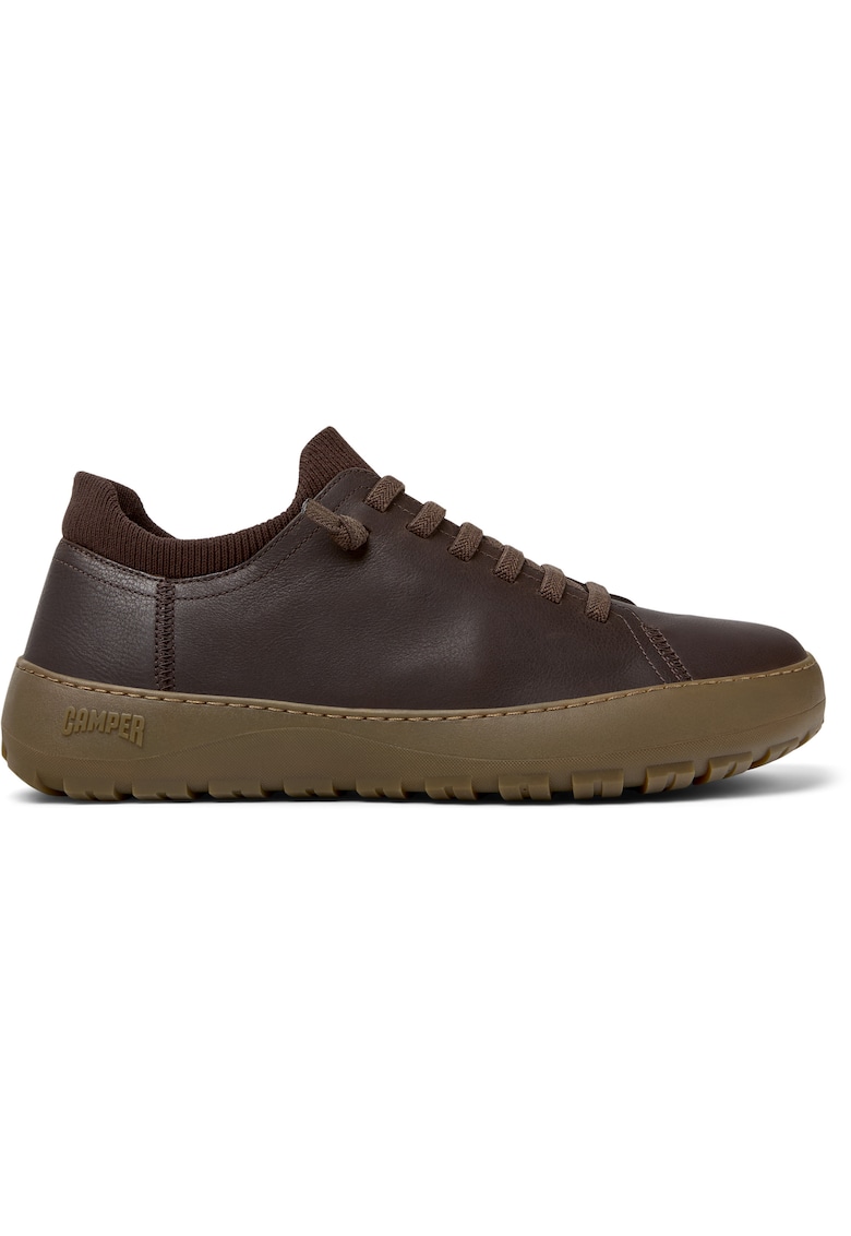 Pantofi sport uni de piele Peu Serra - Maro inchis