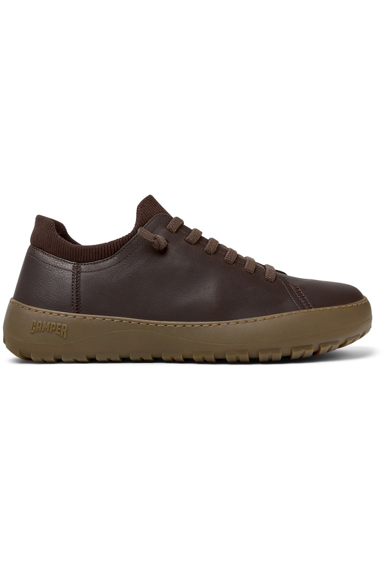 Pantofi sport uni de piele Peu Serra - Maro inchis