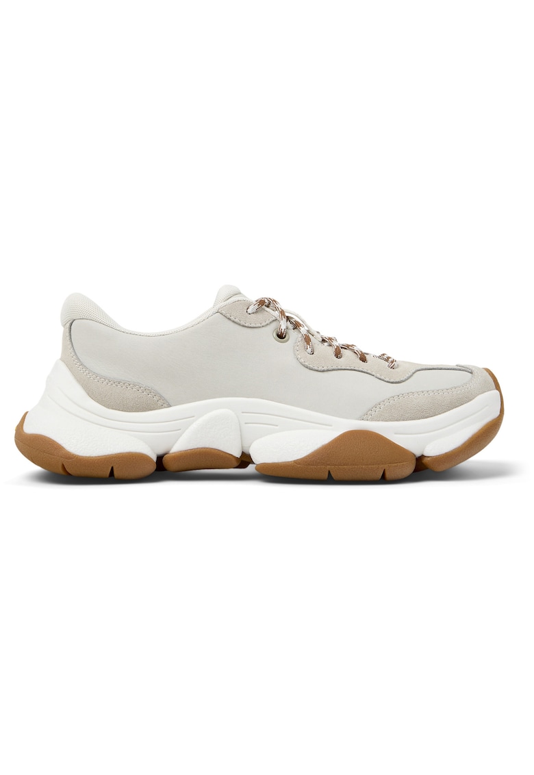 Camper Pantofi sport cu piele si garnituri din piele nabuc Karst 2 - Alb/Gri deschis