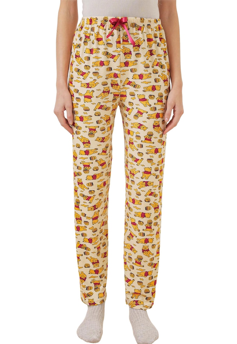 Pantaloni de pijama - cu model winnie the pooh - crem - jerseu -