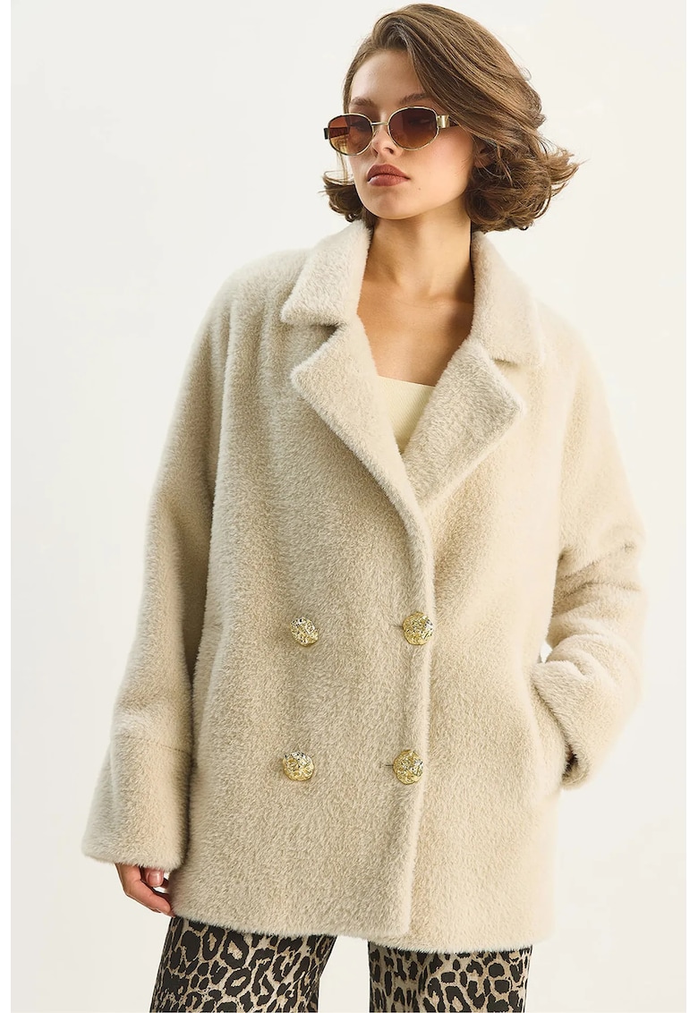 Palton dama bej natural - textil