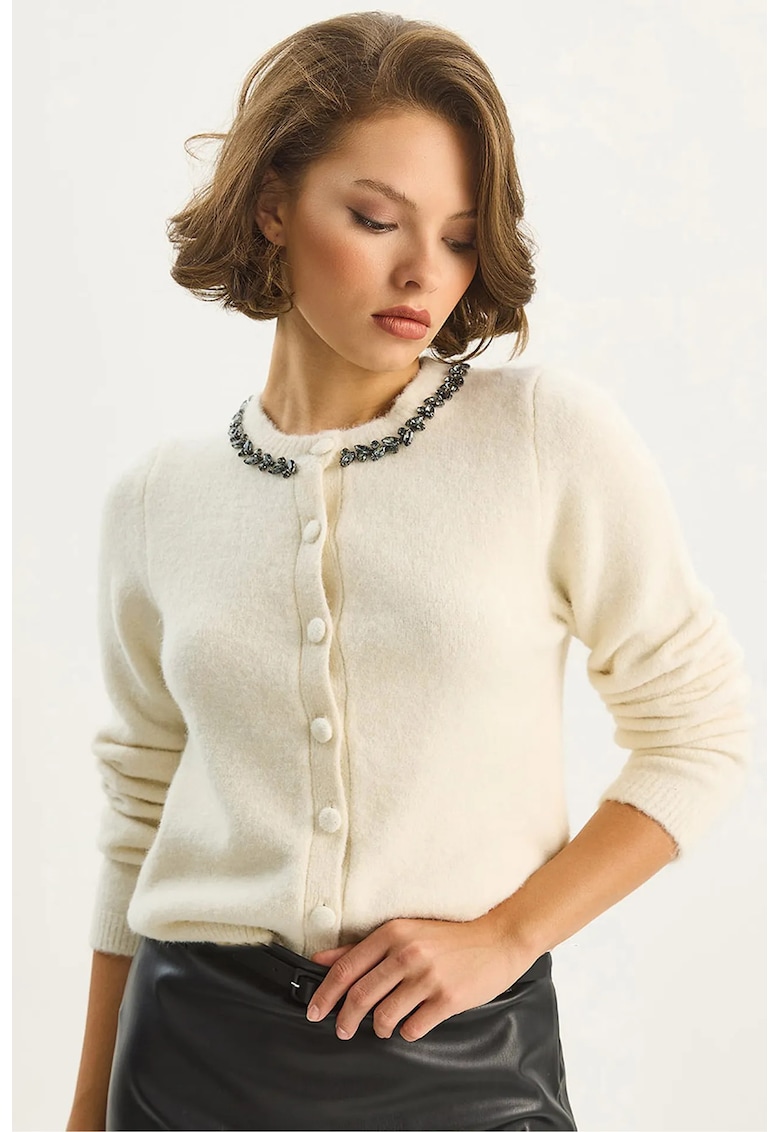 Cardigan dama - Crem - Tricot -