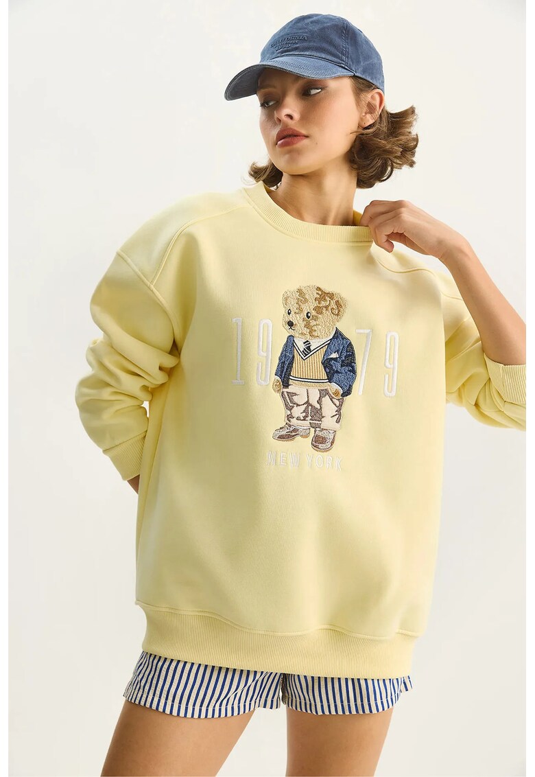 Hanorac pentru dama - croiala lejera - galben - textil