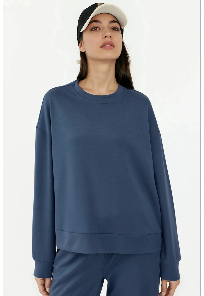 Hanorac dama basic - bleumarin - textil - design elegant