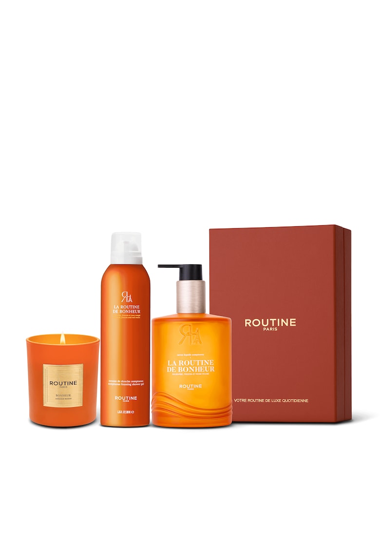 Set Cadou la Routine de Bonheur - : Spuma de dus 200 ml + Sapun de maini 300 ml + Lumanare clasica 165 g