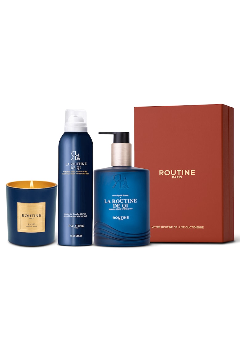 Set Cadou la Routine de Qi - : Spuma de dus 200 ml - Sapun de maini 300 ml - Lumanare clasica 165 g