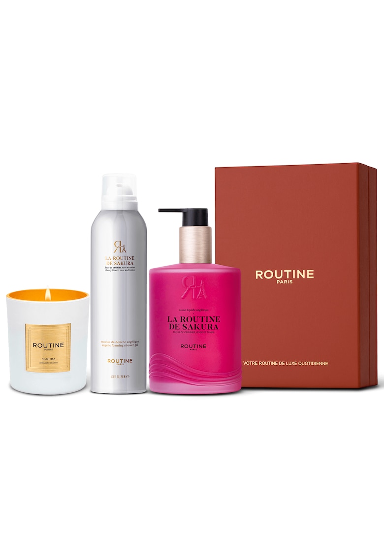 Set Cadou la Routine de Sakura - : Spuma de dus 200 ml + Sapun de maini 300 ml + Lumanare clasica 165 g