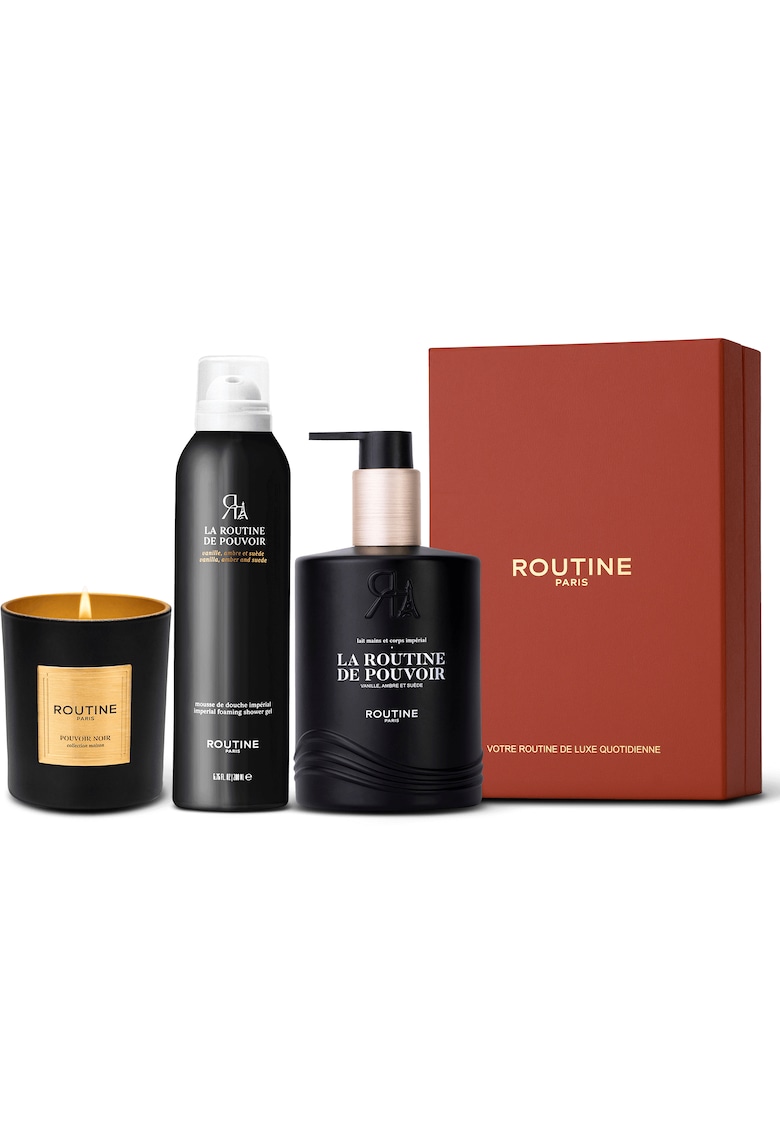 Set Cadou la Routine de Pouvoir - : Spuma de dus 200 ml + Lapte pentru maini si corp 300 ml + Lumanare clasica 165 g
