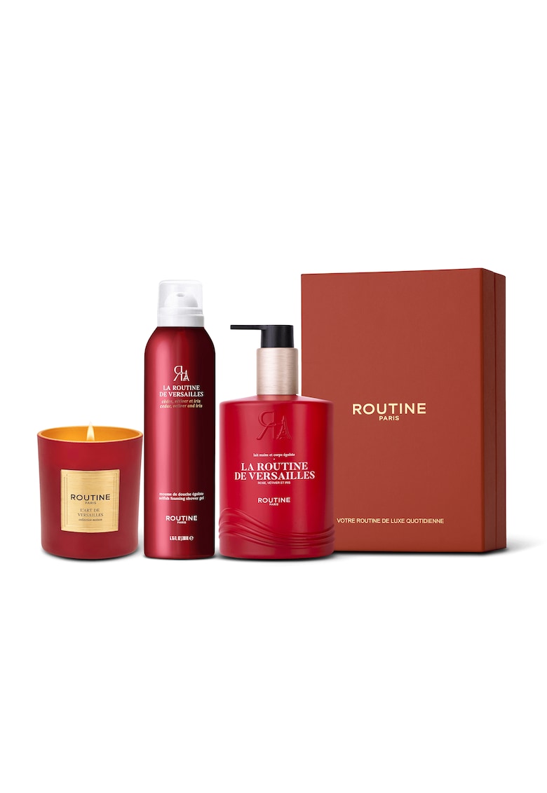 Set Cadou la Routine de Versailles - : Spuma de dus 200 ml + Lapte pentru maini si corp 300 ml + Lumanare clasica 165 g