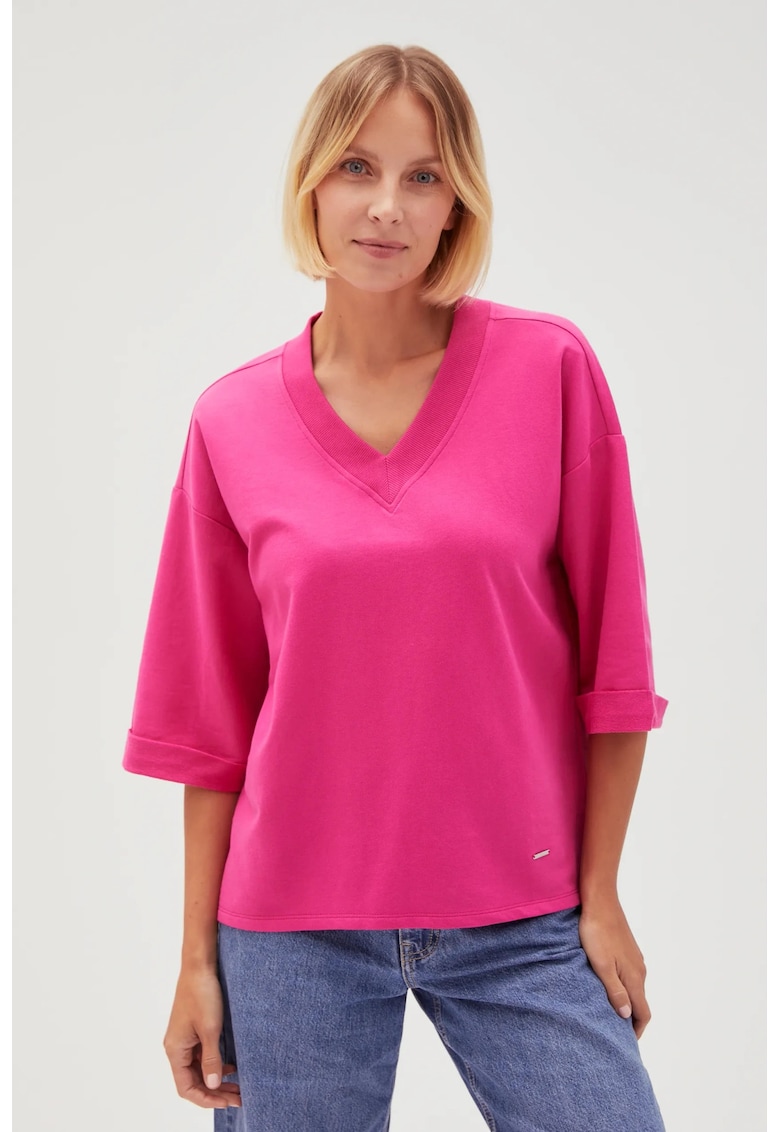 Hanorac oversized - fucsia - bumbac - Fucsia