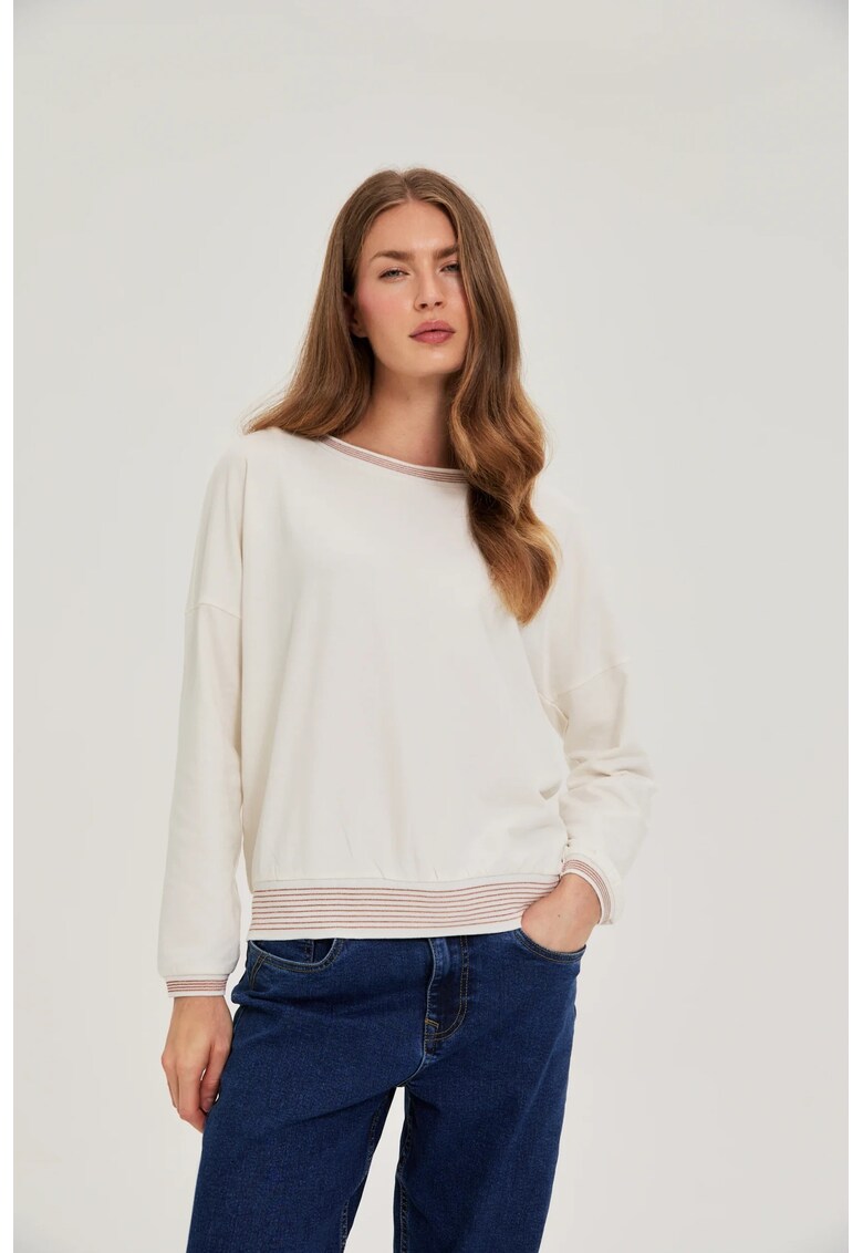 Pulover bej XL - bumbac - maneci lungi - decolteu rotund