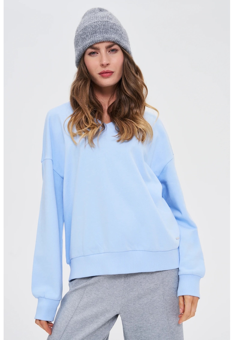 Bluza lungi - decolteu V - Albastru deschis