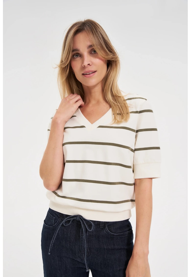 Bluza cu dungi ecru - Ecru