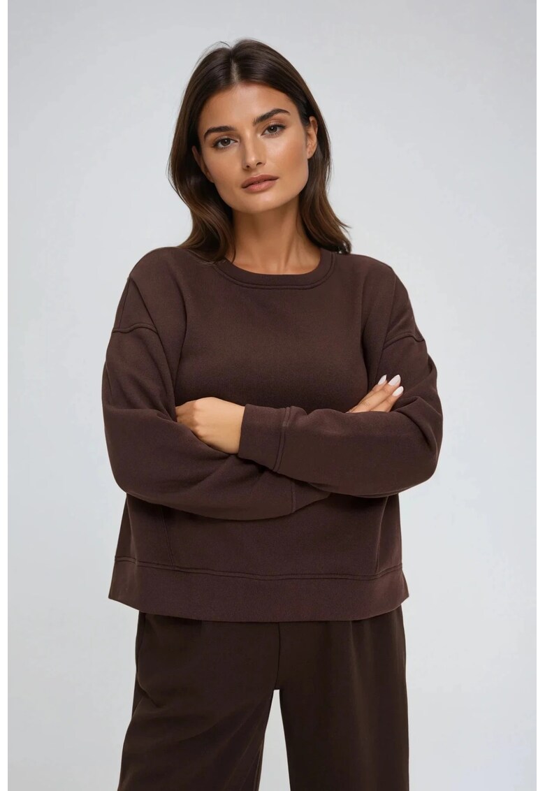 Pulover oversized bumbac - maro - Maro