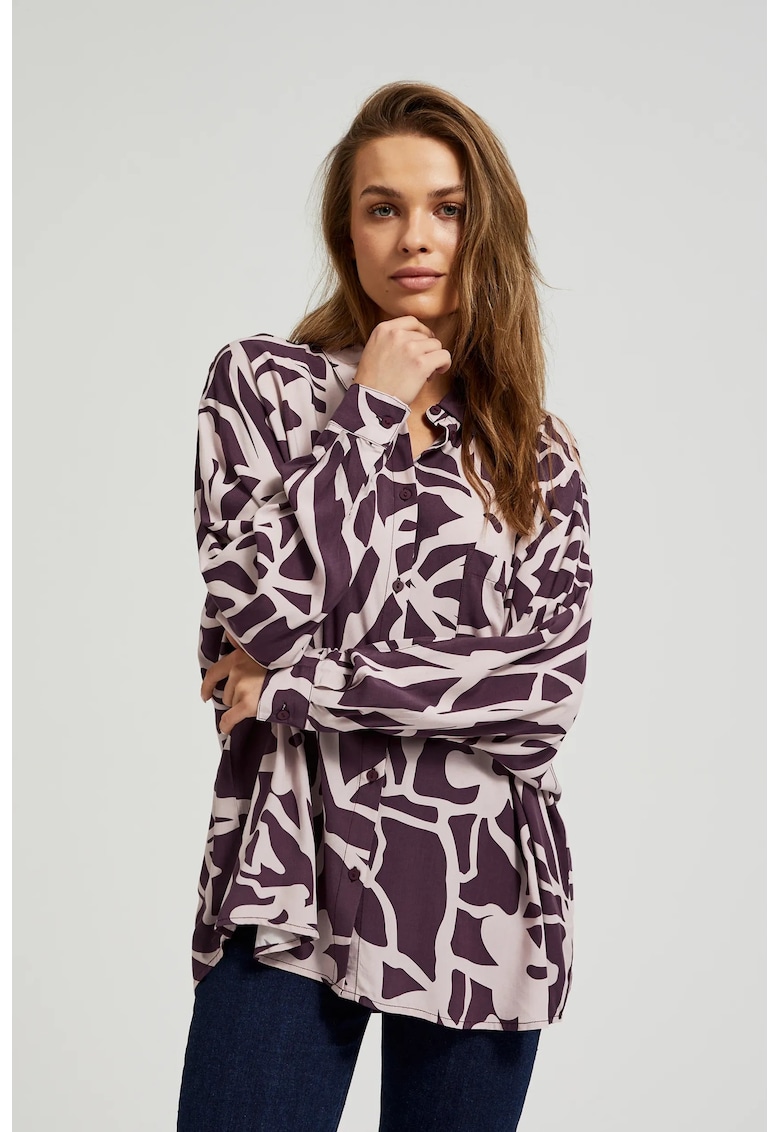 Camasa din Vascoza cu Model Violet - Violet