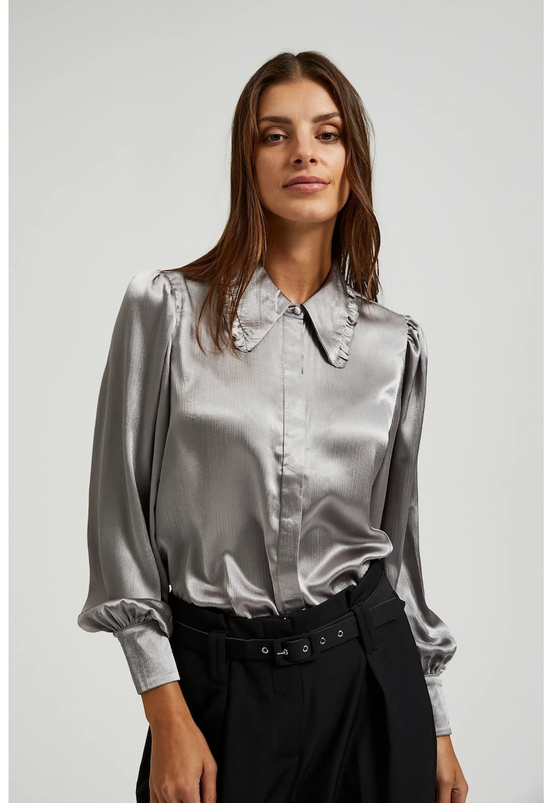 Camasa cu maneci bufante argintie - Gri grafit
