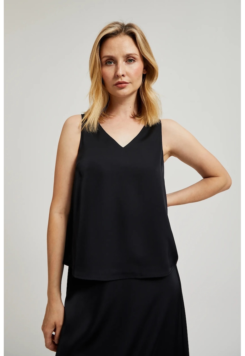 Camasa neagra cu decolteu in V - Negru