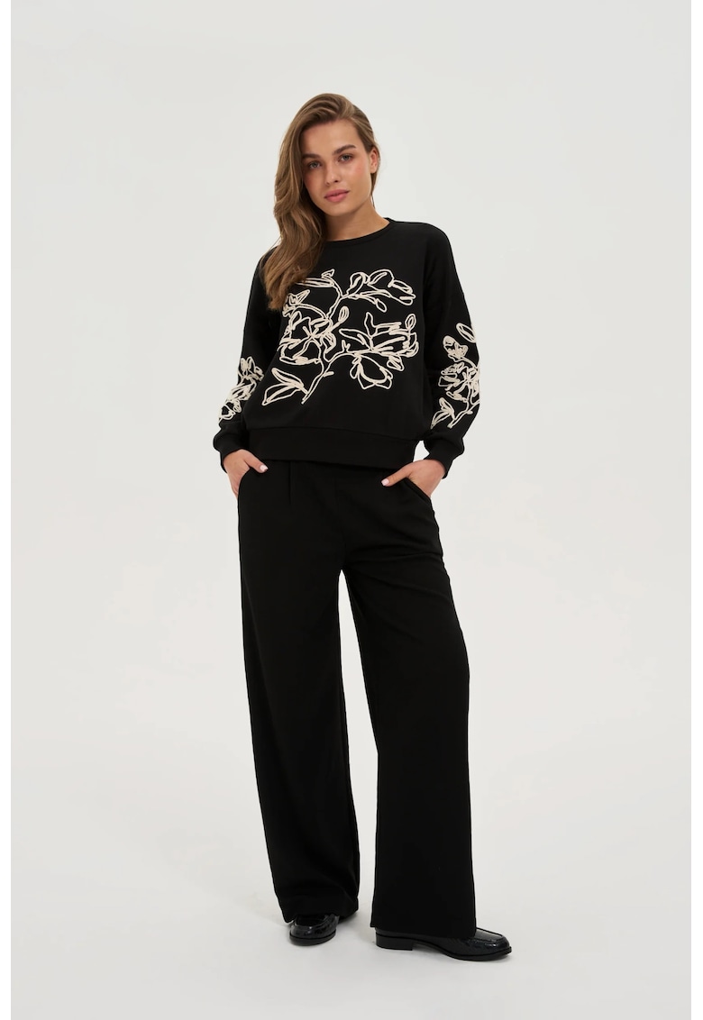 Hanorac negru cu aplicatie - Negru